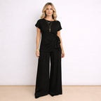 [2026.NOHO] Lea, Completo Con Pantalone Fluido E Maglia Con Fiocco