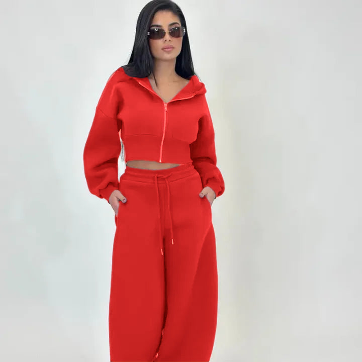 Ensemble de sport - Un survêtement deux pièces comprenant un sweat à capuche zippé à motif crocodile et un pantalon de jogging ample, doublé de molleton doux pour un confort optimal.