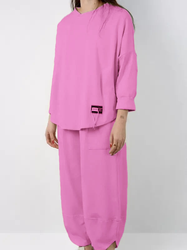 Completo due pezzi PRIMAVERA composto da camicia e pantaloni in tessuto morbido e compatto