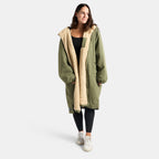 Peignoir de Séchage Imperméable Coupe-Vent, Robe de Changement Doublée Polaire Sherpa Douce, Manteau Veste à Capuche Surdimensionné à Manches Longues pour Enfants, Adultes, Hommes, Femmes, Surf, Plage, Natation, Restez au Sec