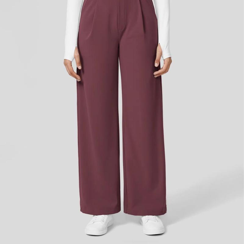 Pantaloni da Lavoro a Vita Alta con Tasche e Gamba Dritta, Abiti Business Casual da Donna, Abbigliamento Sportivo e da Esterno da Donna