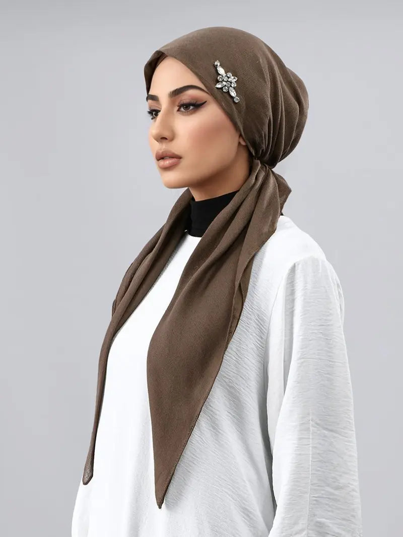 Hijab simple et polyvalent pour femmes, extensible, orné de bijoux, respirant, anti-transpiration, en jersey, protection solaire