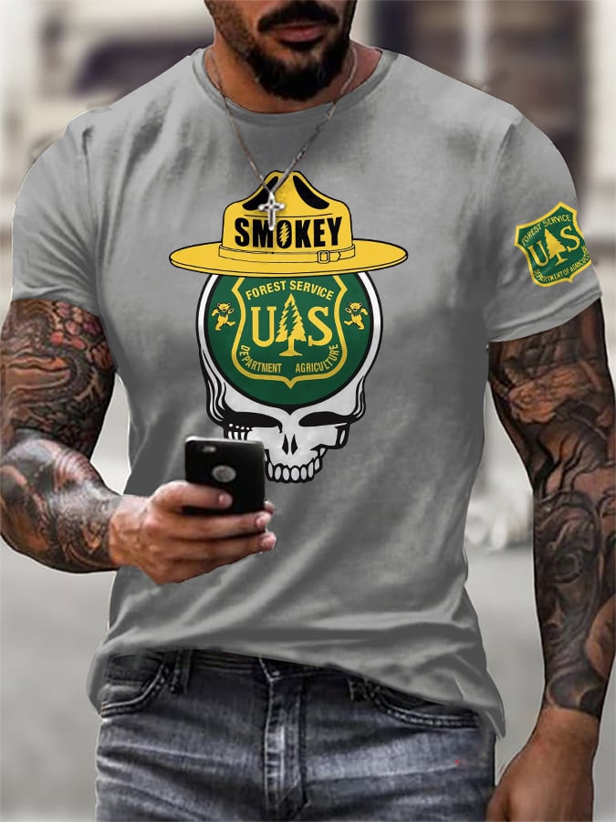 T-Shirt Uomo Stampa Retro Resist Save The Forest Service
