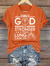 Women's  My God Is Stronger Than Lung Cancer Christian Faith Support T-Shirt
