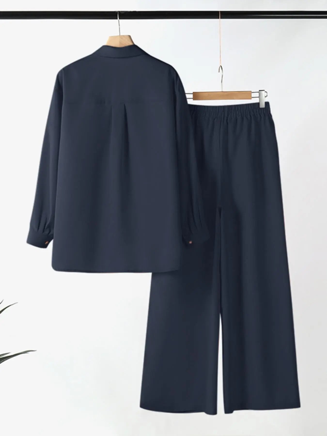 Ensemble deux pièces femme, haut et pantalon large de couleur unie, haut et pantalon décontractés à manches longues pour le quotidien, vêtements pour femmes pour toutes les saisons