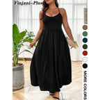 Robe Caraco Grande Taille sans Dos et Croisée, Robe trapèze décontractée unie sans manches à fines bretelles pour l'été, Vêtements pour femmes pour fête et vacances