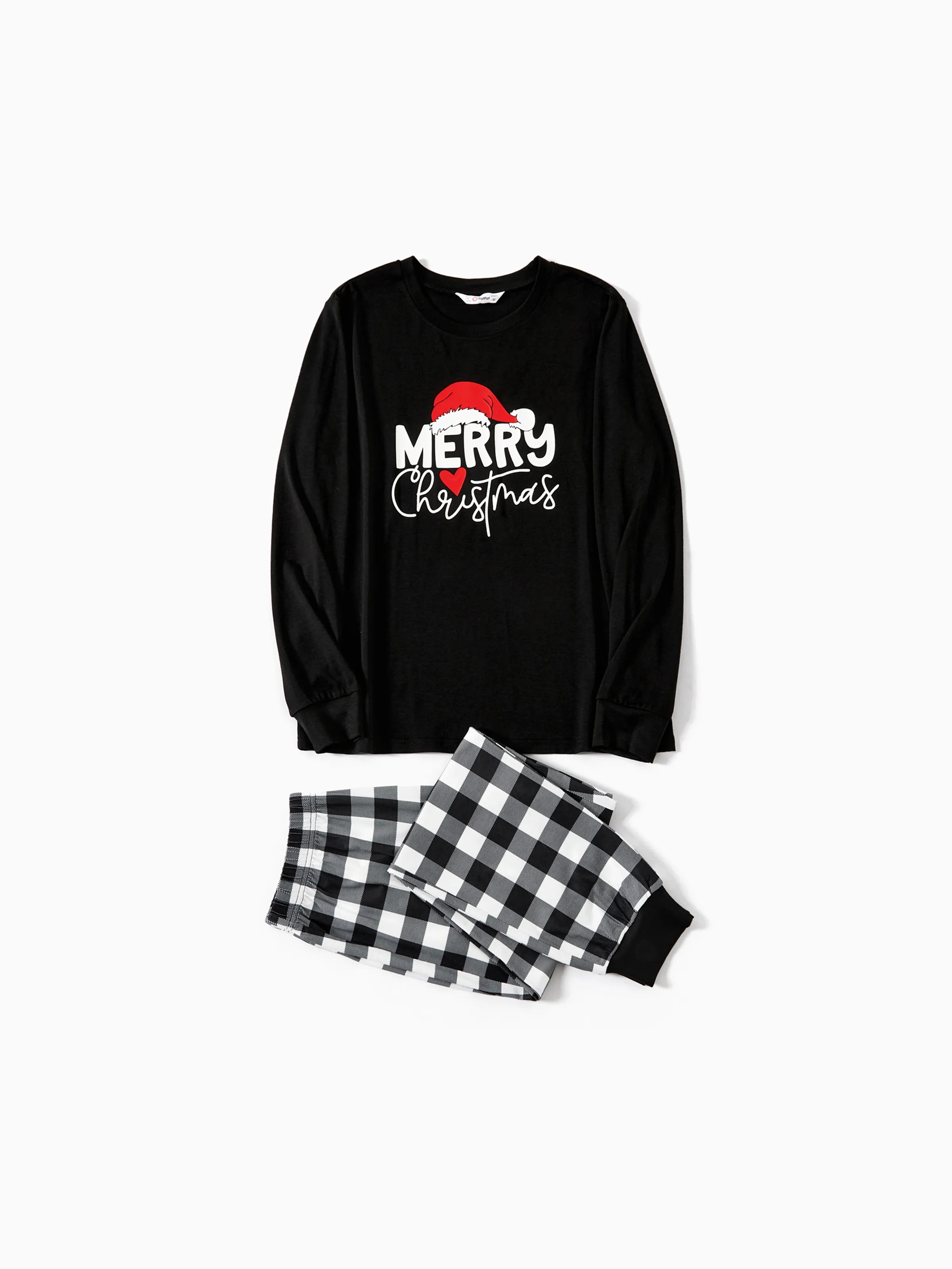 Ensembles de pyjamas de Noël à manches longues pour toute la famille, à lettres phosphorescentes, avec chaussettes de Noël noires et blanches
