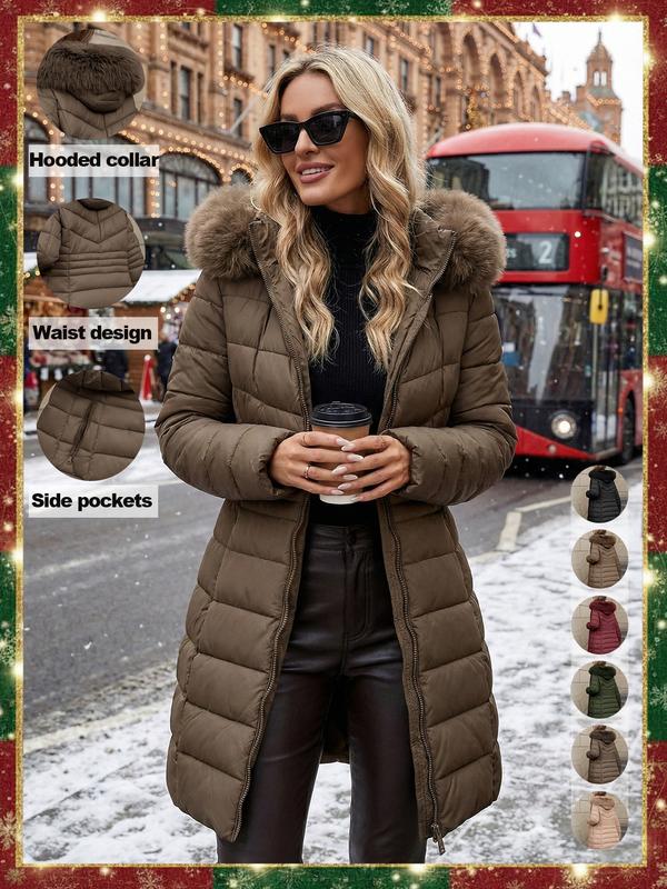 Veste imperméable décontractée en coton à capuche pour femme, doudoune légère avec poches, coupe ample en tissu épais pour l'automne et l'hiver