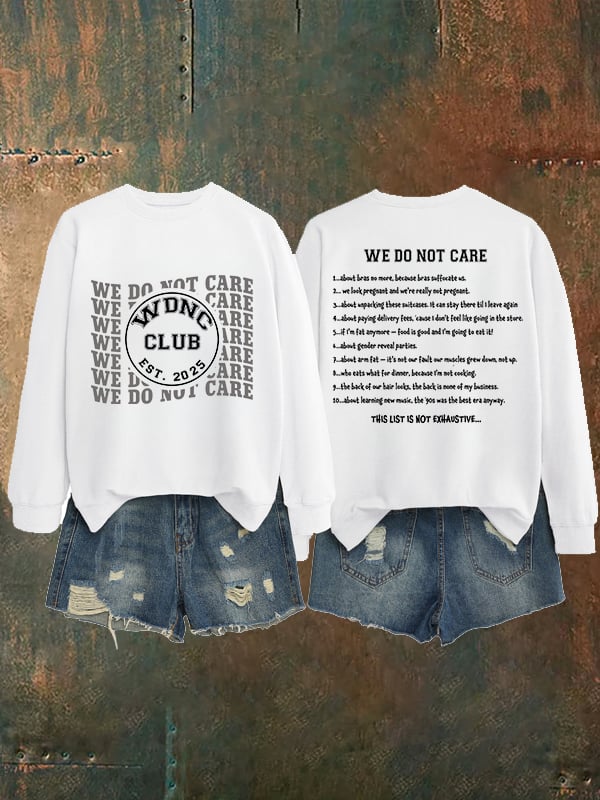 Women's  Retro Funny Proud Member Of Club We Do Not Care Menopause Perimenopause Print   Sweatshirt