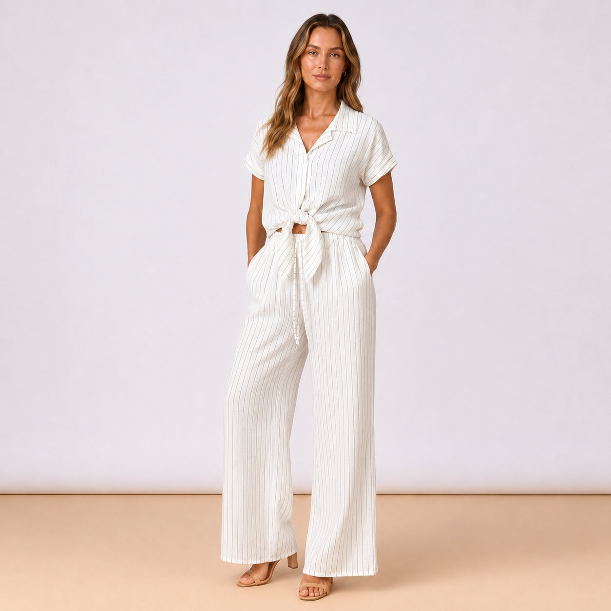 [2026.COUTURE] Coordinato Gessato, Pantaloni E Camicia