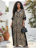 Robe de plage coupe ample imprimé léopard pour femme