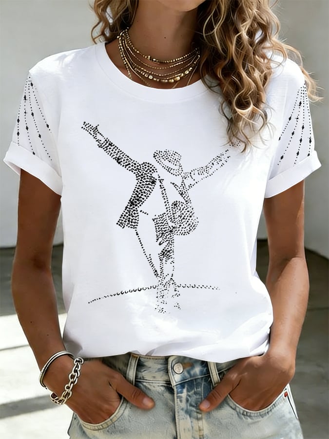 T-shirt a girocollo da donna Superstar con stampa artistica