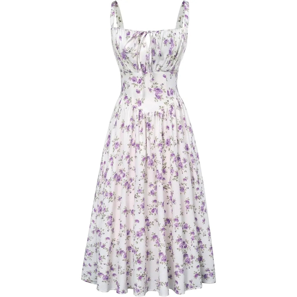Robe longue d'été de style corset milkmaid sans manches à bretelles pour femme