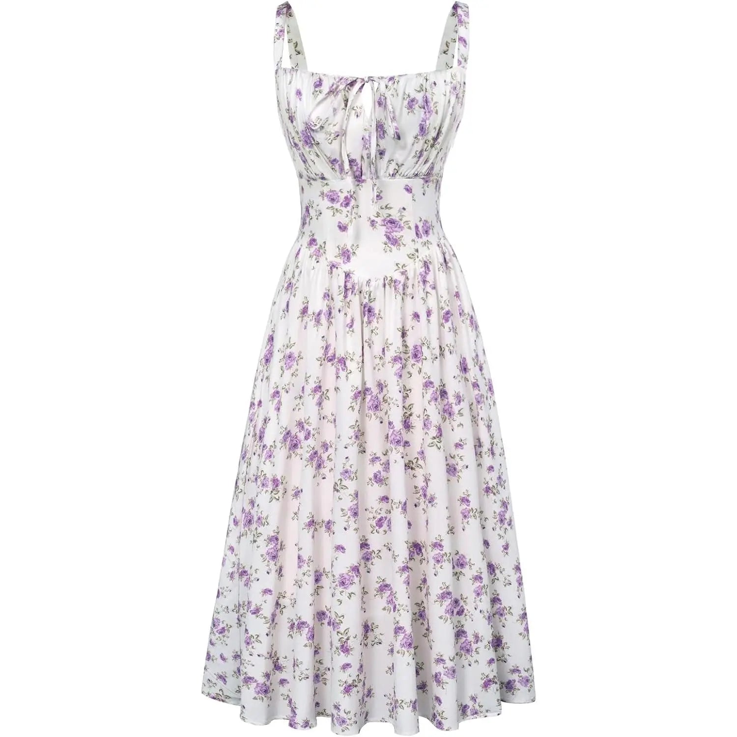 Robe longue d'été de style corset milkmaid sans manches à bretelles pour femme