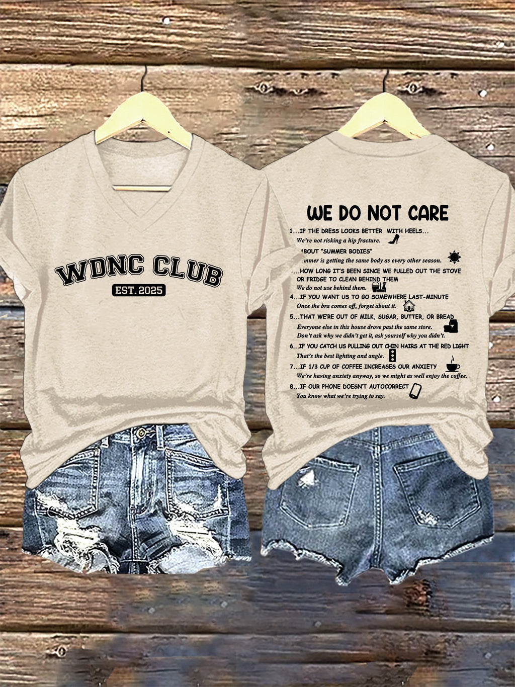 V-Neck Retro Funny WDNC Club Menopause Perimenopause Print T-Shirt