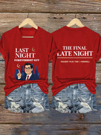 🔥Buy 3 Get 15% Off🔥V-Neck Retro Last Night Foreverhost Guy The Final Late Night Tragedy Plus Time = Farewell Print T-Shirt