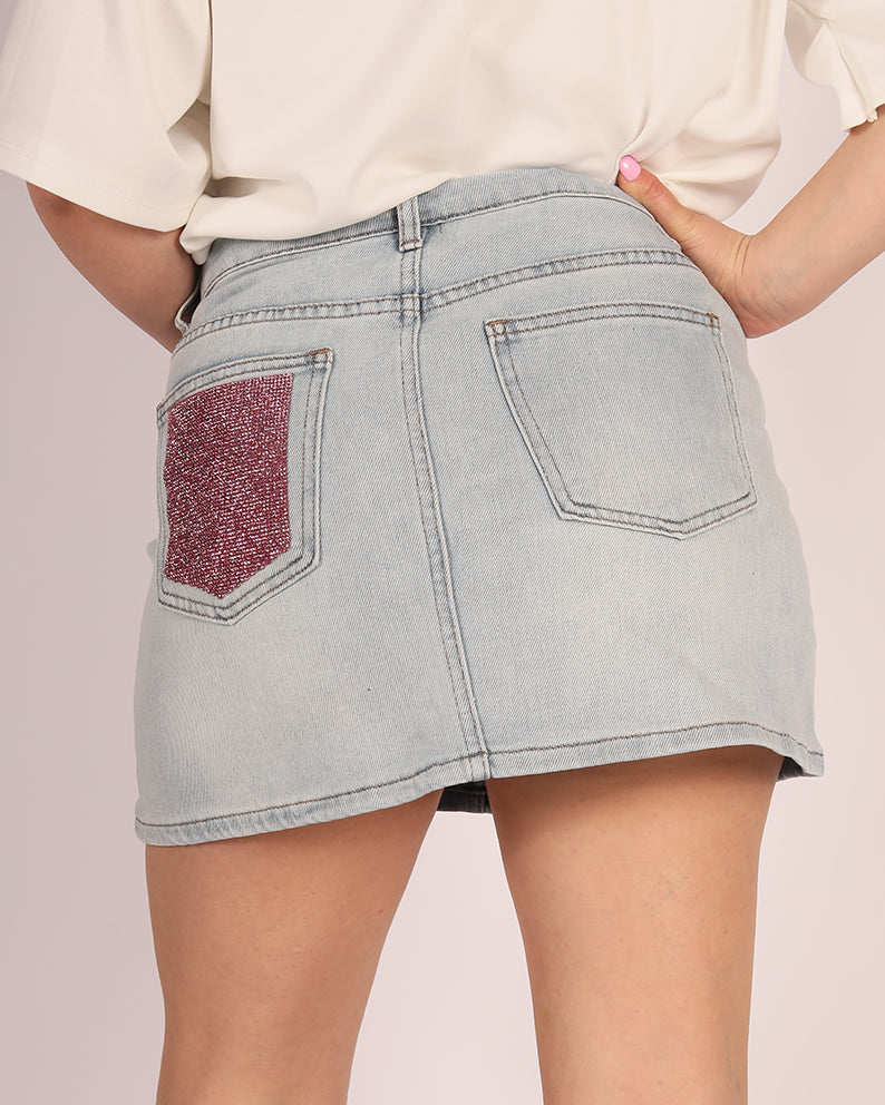 Gonna jeans Pink