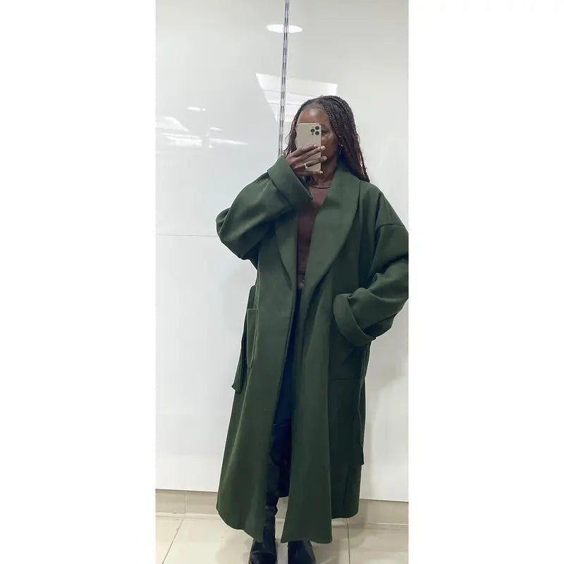 Trench-coat en laine avec ceinture