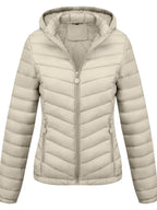 Doudoune Légère pour Femme, Manteau à Capuche Décontracté Automne et Hiver avec Poches, Vêtement d'Extérieur Chaud pour le Quotidien
