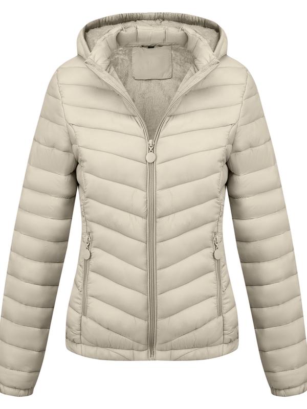 Doudoune Légère pour Femme, Manteau à Capuche Décontracté Automne et Hiver avec Poches, Vêtement d'Extérieur Chaud pour le Quotidien
