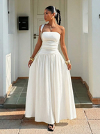 Robe longue d'été élégante sans bretelles pour femme