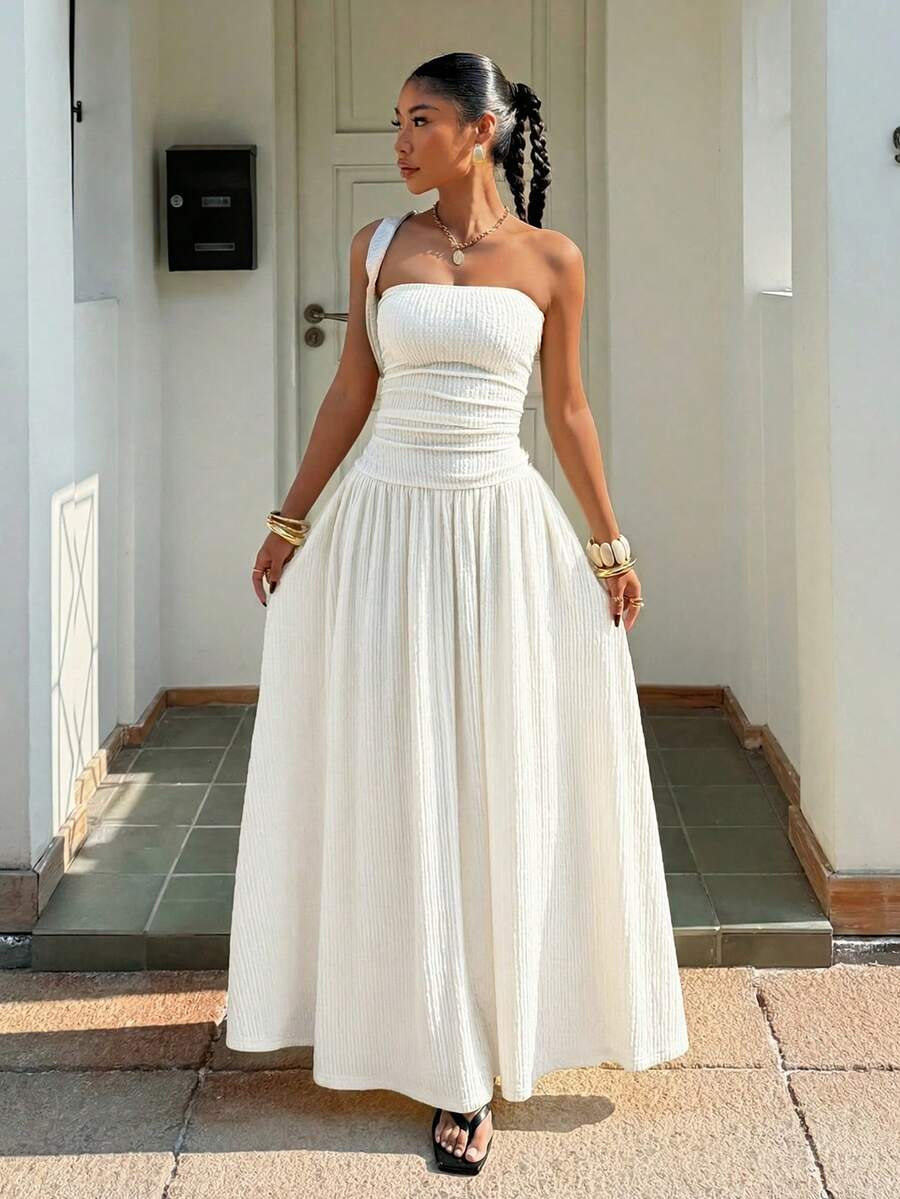 Robe longue d'été élégante sans bretelles pour femme