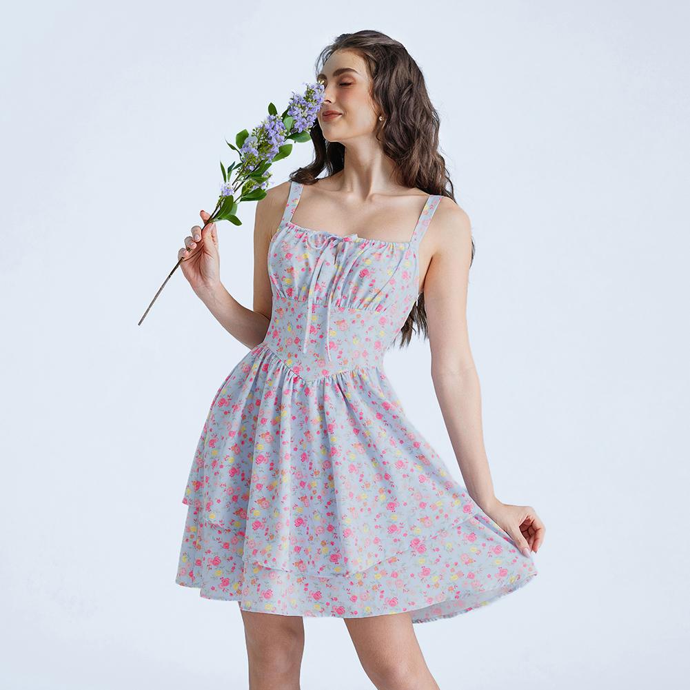 Mini-robe Corset Fleurie, Style Décontracté et Vacances