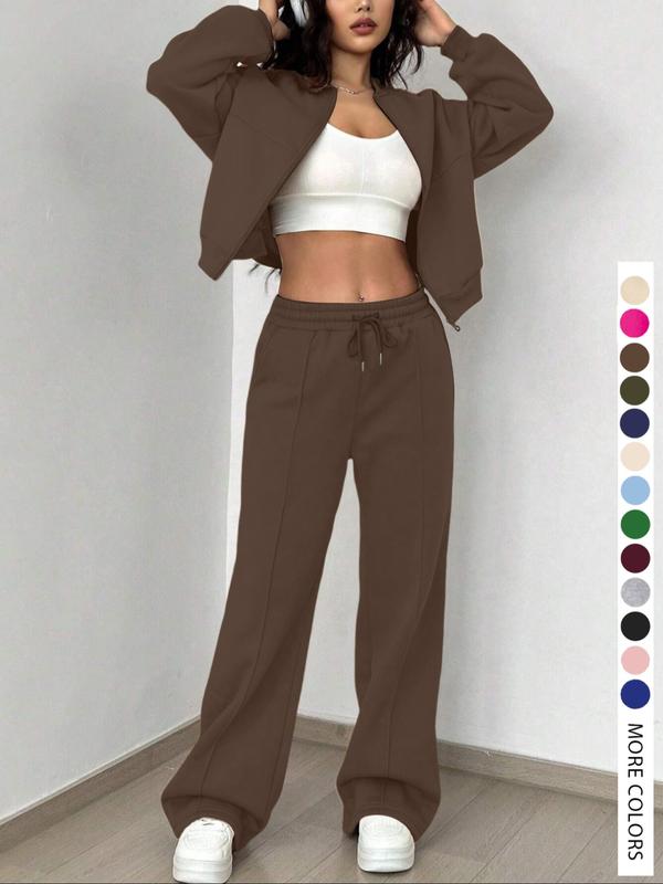 Ensemble veste et pantalon décontracté à rayures pour femme, à manches longues et fermeture éclair, tenue d'aéroport, taille naturelle ajustée, longueur classique, toutes saisons