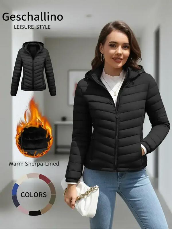Doudoune Légère pour Femme, Manteau à Capuche Décontracté Automne et Hiver avec Poches, Vêtement d'Extérieur Chaud pour le Quotidien