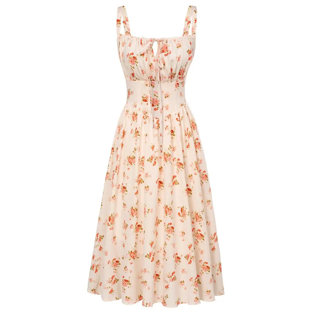 Robe longue d'été de style corset milkmaid sans manches à bretelles pour femme