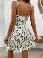 Robe Courte Fleurie Femme avec Bretelles Fines Réglables, Élégante et Estivale pour Occasions Décontractées