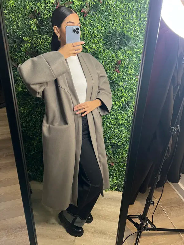 Trench-coat long pour femme, veste à manches longues style décontracté original