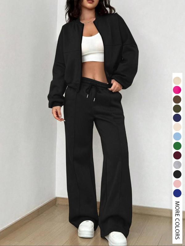 Ensemble veste et pantalon décontracté à rayures pour femme, à manches longues et fermeture éclair, tenue d'aéroport, taille naturelle ajustée, longueur classique, toutes saisons