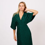[2026.COUTURE] Abito midi plissettato con maniche kimono