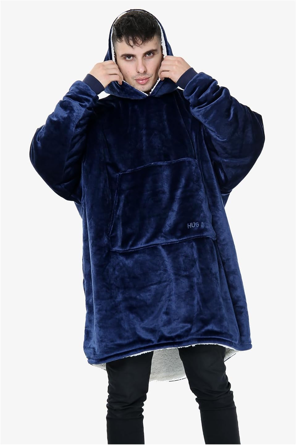 Couverture Sweat à Capuche Géante Homme Femme, Polaire Sherpa Ultra Douce Chaude Confortable Portable, Plaid Couverture à Manches pour Adultes Ados avec Grande Poche