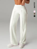Joggers da donna a vita alta con tasche laterali, pantaloni da yoga sportivi casual, vestibilità ampia con elastico in vita, leggings lunghi regolari per tutte le stagioni