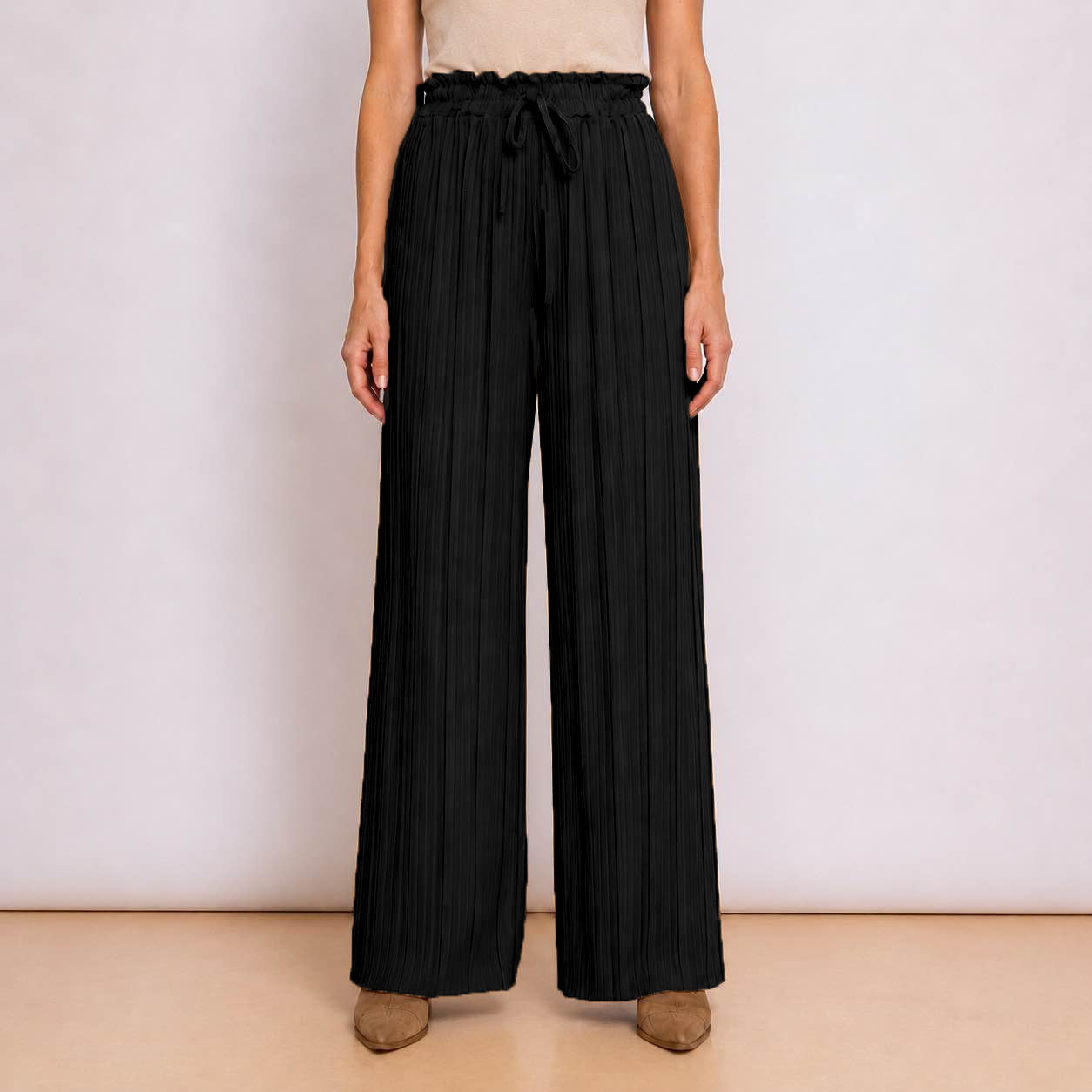 [2026] Pantalone Plissettato Con Coulisse In Vita