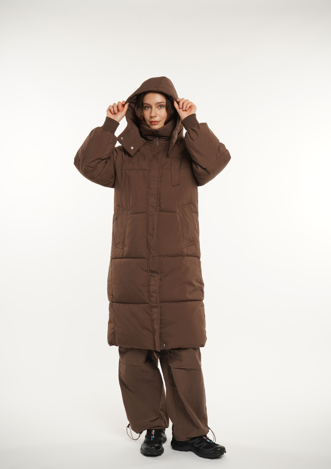 Veste longue à capuche