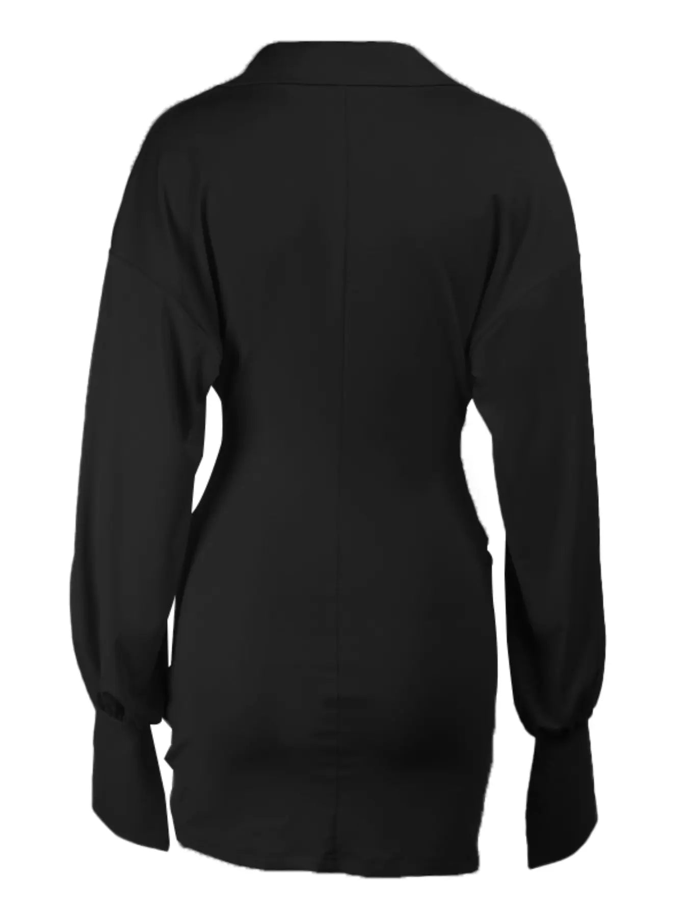 Elegante abito chemisier a tubino con arricciature, vestibilità chic ed elegante, abito lungo a maniche lunghe slim-fit, abbigliamento femminile, perfetto per feste ed eventi serali