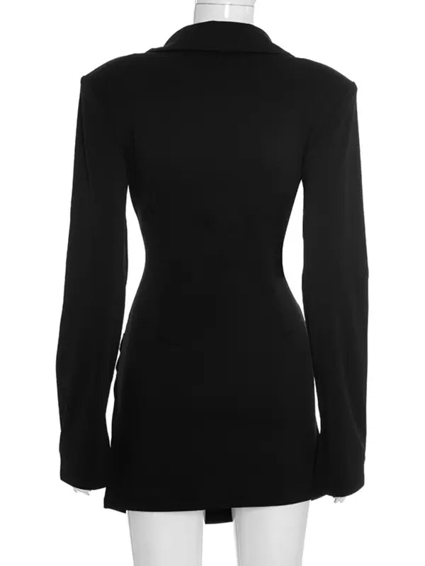 Robe élégante pour femme, couleur unie, col en V profond, taille froncée tendance, parfaite pour les fêtes de printemps et d'automne