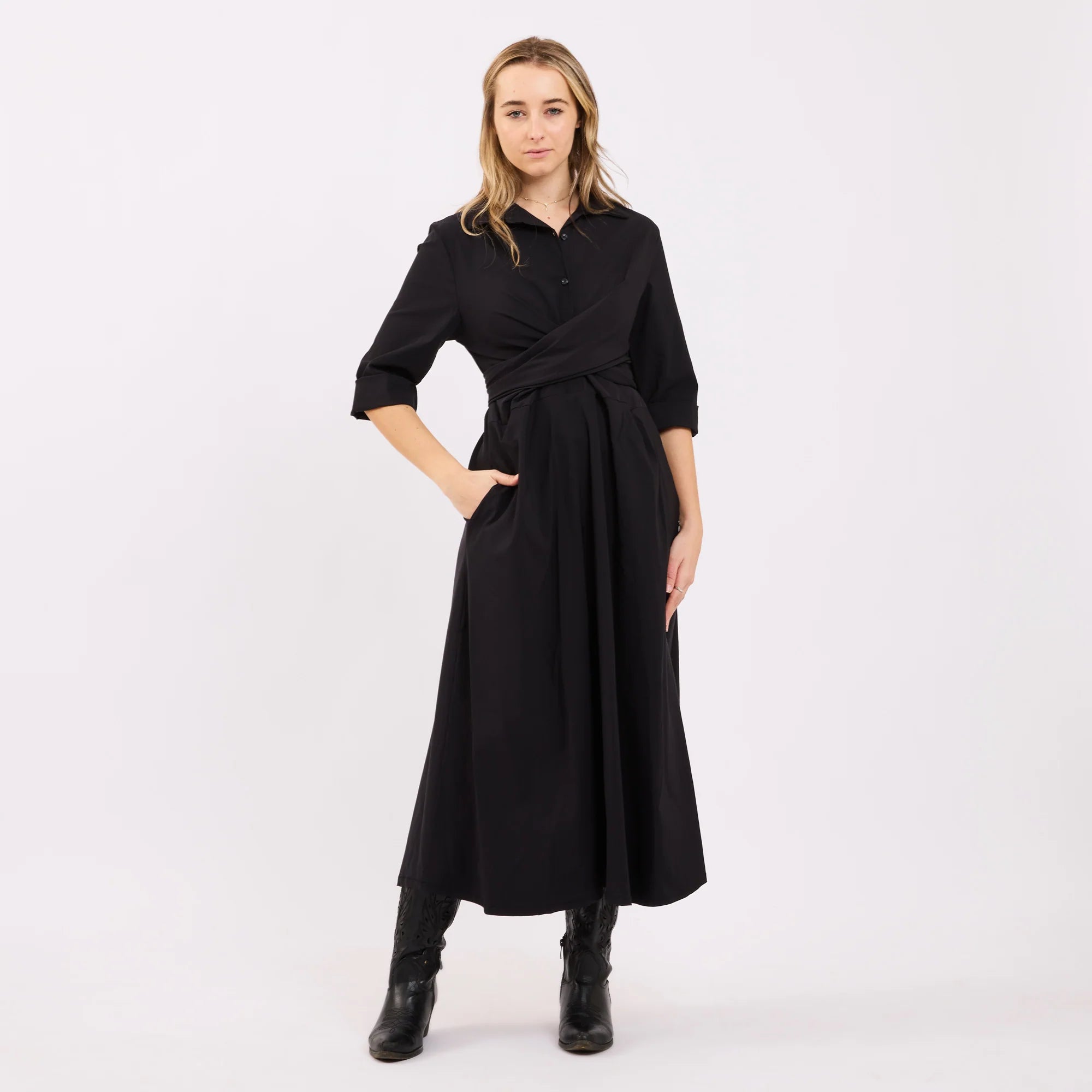 2026 Bea, Long Dress With Waist Tie