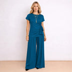 Ensemble avec pantalon fluide et haut à nœud