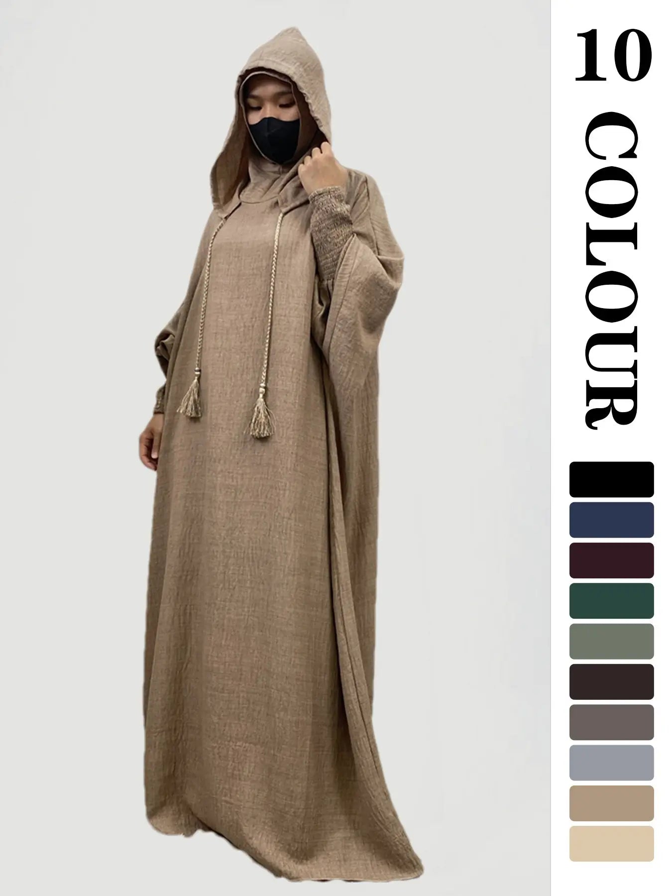Vestito intero da donna con cappuccio, vestito casual a manica lunga per autunno e inverno, abbigliamento islamico da donna per uso quotidiano, abbigliamento musulmano modesto