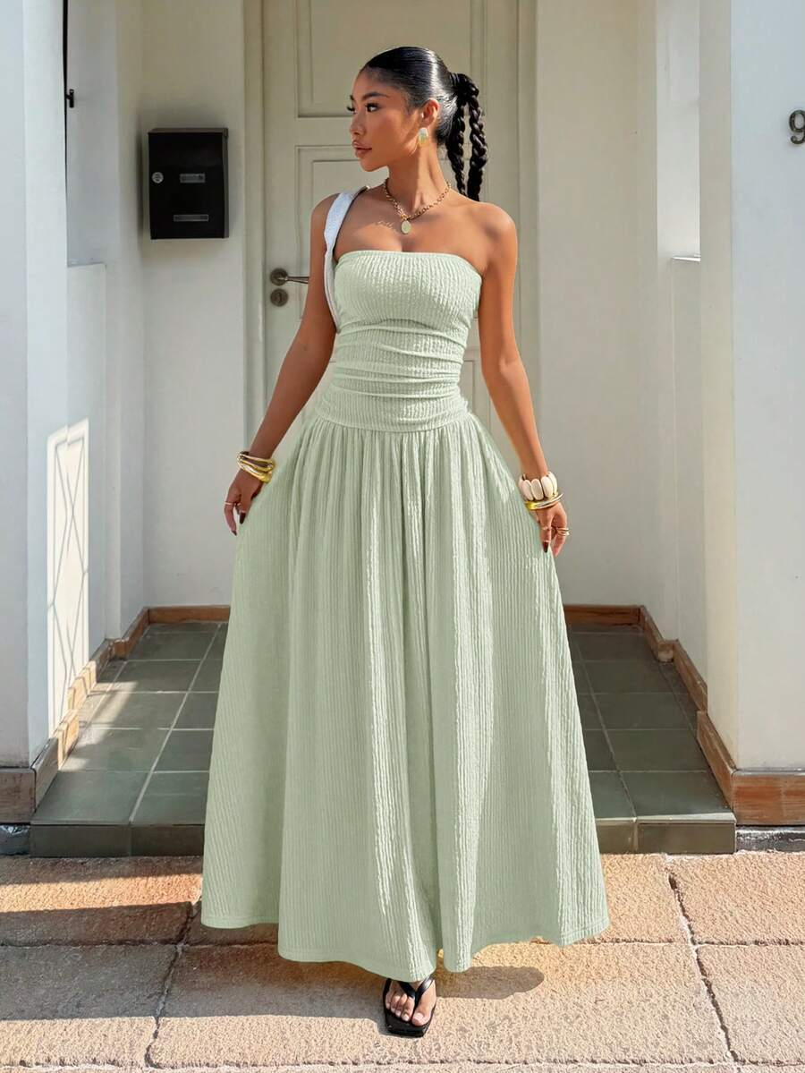 Robe longue d'été élégante sans bretelles pour femme