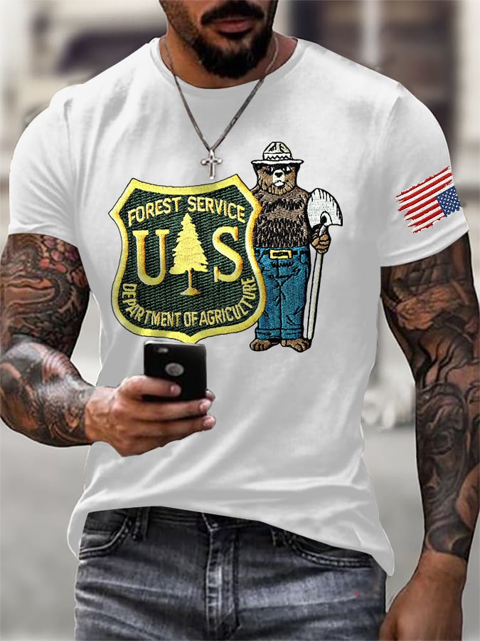 T-shirt da uomo retrò con stampa Save The Forest Service