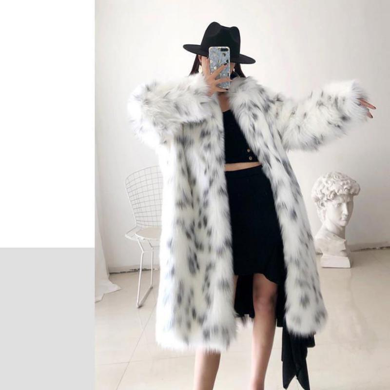 Nouveau Manteau à revers épais et ample pour femme en fausse fourrure de renard sur mesure