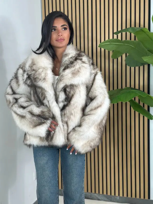 Giacca in finta pelliccia tinta unita da donna, cappotto casual a maniche lunghe con colletto per autunno e inverno, abbigliamento da donna per tutti i giorni, top carini