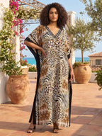 Robe longue décontractée pour femme Kaftan Oversize Chic Bohème Robe de maison Vêtements de plage Maillot de bain Cache-maillot Vêtement d'intérieur Bohème Été Vacances