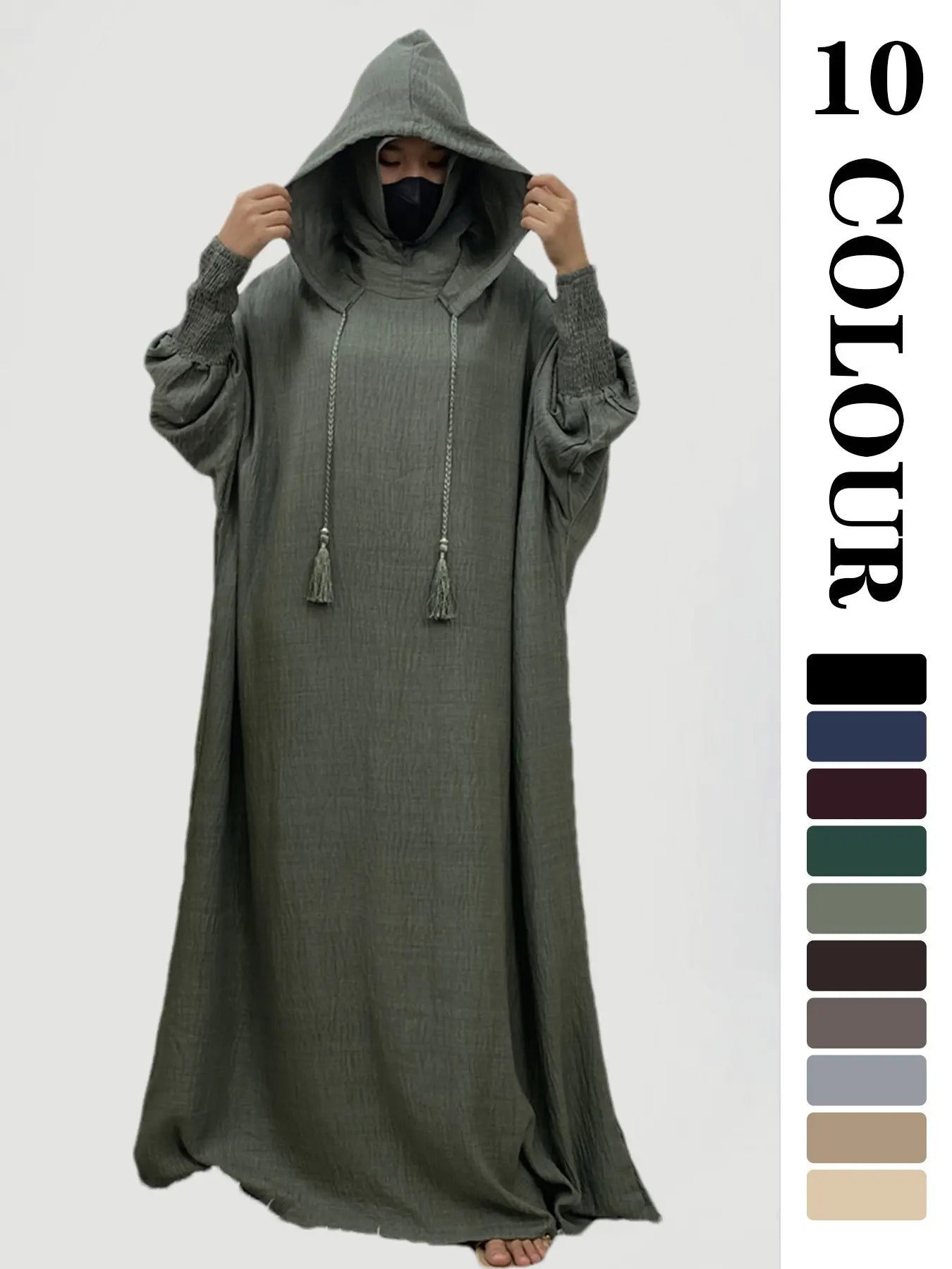 Vestito intero da donna con cappuccio, vestito casual a manica lunga per autunno e inverno, abbigliamento islamico da donna per uso quotidiano, abbigliamento musulmano modesto
