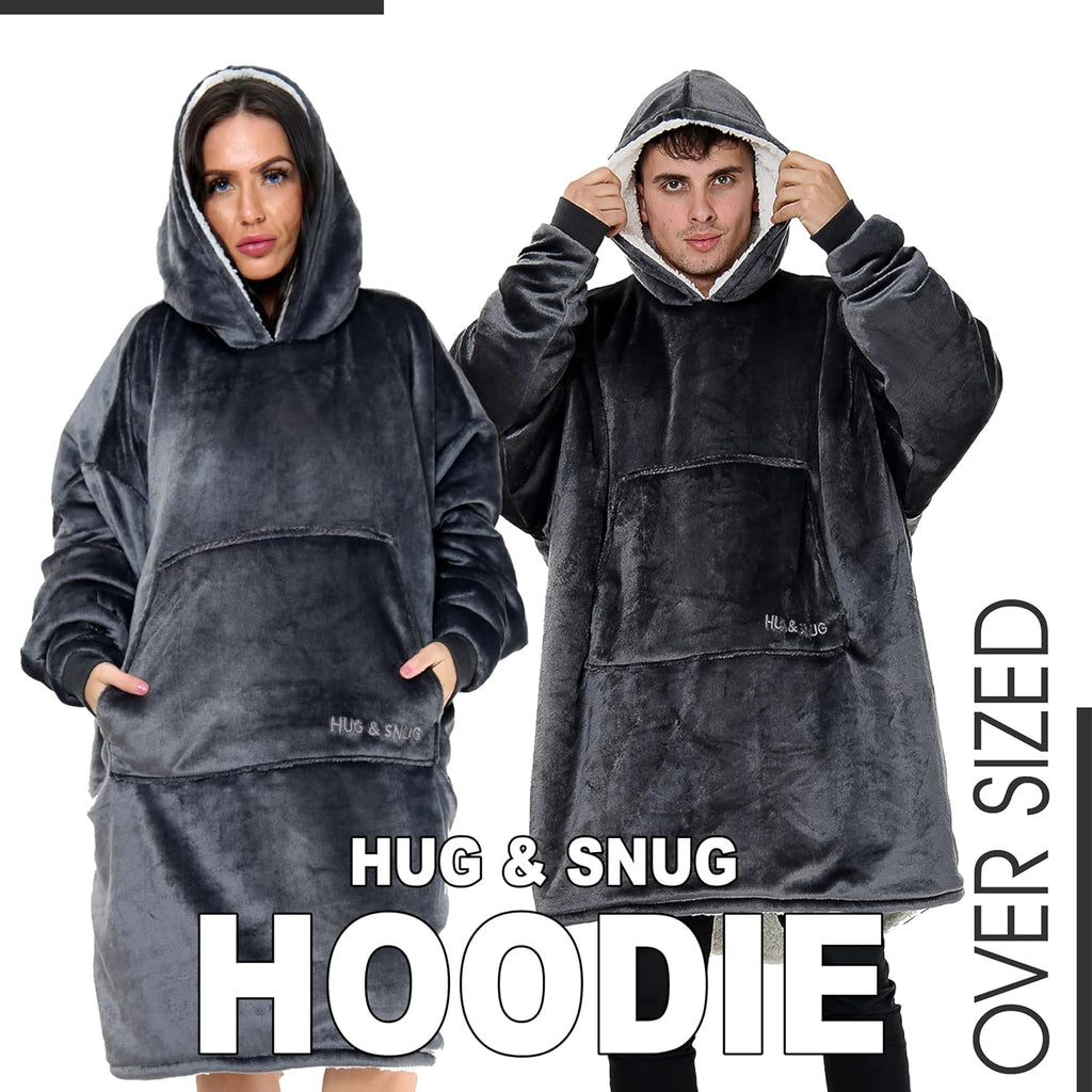 Couverture Sweat à Capuche Géante Homme Femme, Polaire Sherpa Ultra Douce Chaude Confortable Portable, Plaid Couverture à Manches pour Adultes Ados avec Grande Poche